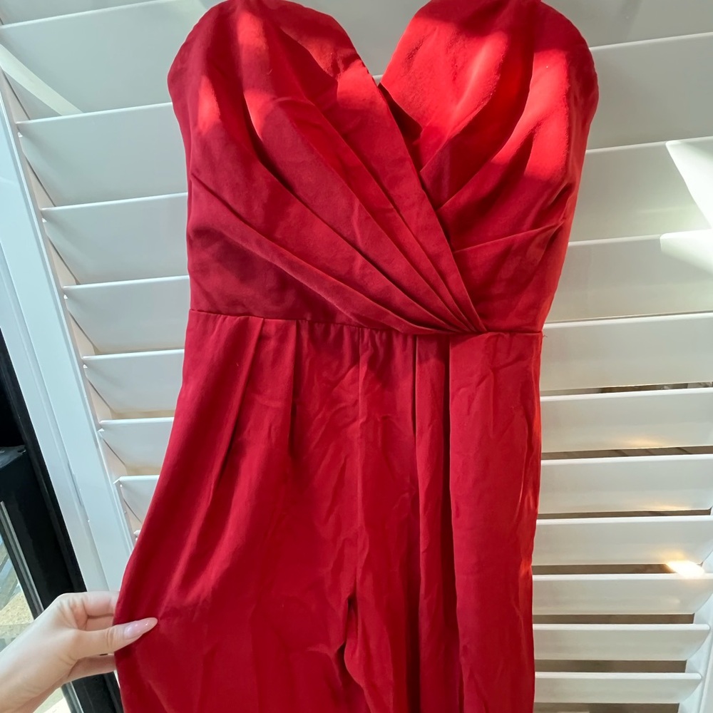 Jill Stuart Red Strapless Wide Leg Jumpsuit - Picture 7 of 8